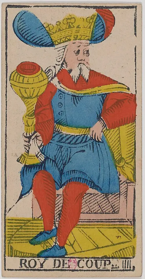 König der Kelche · Roi de Coupes. Historische Camoin-Karte, um 1890–1900, nach dem Conver-Muster.