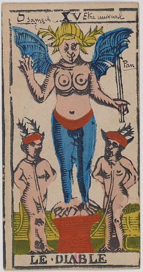 Der Teufel · Le Diable. Historische Camoin-Karte, um 1890–1900, nach dem Conver-Muster.