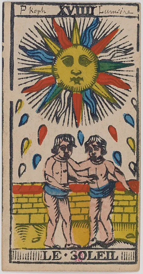 Die Sonne · Le Soleil. Historische Camoin-Karte, um 1890â1900, nach dem Conver-Muster.